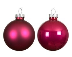 Kerstbal glas d7cm pink 8st - afbeelding 2