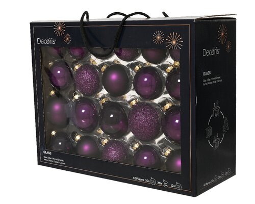 Kerstbal glas d7cm vijg 42st