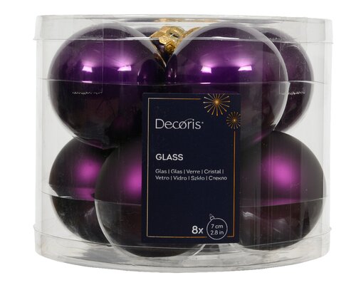 Kerstbal glas d7cm vijg 8st - afbeelding 1