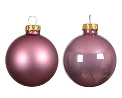 Kerstbal glas d7cm vintage roze 8st - afbeelding 2