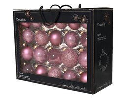 Kerstbal glas d7cm vintge roze 42st