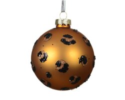 Decoris Kerstballen glas matt with leopard glitter
