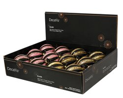 Decoris Kerstballen glas with bead lines, bow 2col ass - afbeelding 2