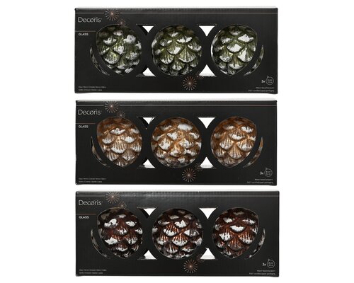 Decoris Kerstballen glas matt with frost 3col ass