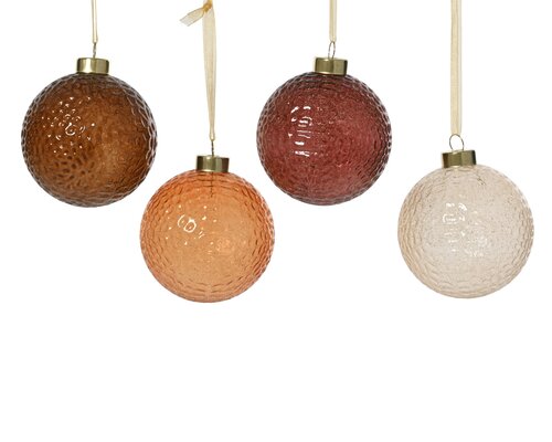 Decoris Kerstballen glas transparent w glitter all over 4col ass