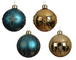 Decoris Kerstballen glas shiny - matt 4ass - afbeelding 1