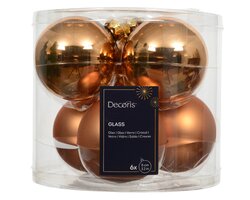 Kerstbal glas d8cm brandy 6st - afbeelding 1