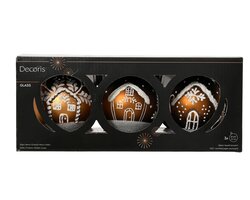 Decoris Kerstballen glas matt with snow finish on bottom 3ass