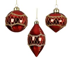 Kerstbal glas d8cm kerstrood a3