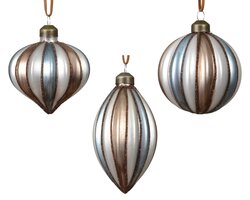 Decoris Kerstballen glas with glitter lines 3ass - afbeelding 1