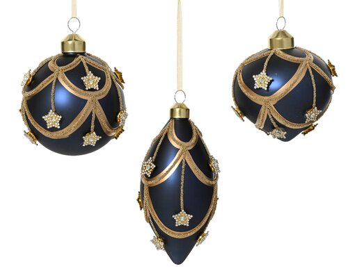 Kerstbal glas d8cm nachtblauw a3