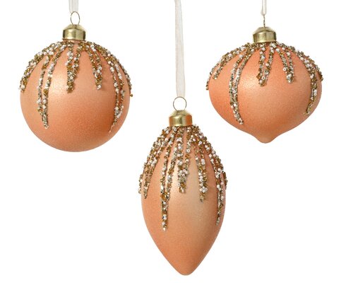 Kerstbal glas d8cm peach pearl a3