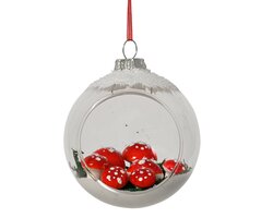 Decoris Kerstballen glas with mushroom, snow