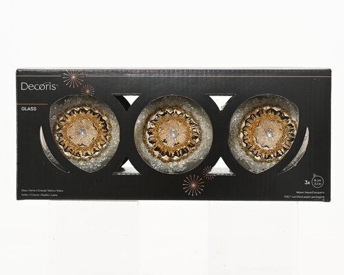 Decoris Kerstbal glas enamel with sparkle in middle - afbeelding 1
