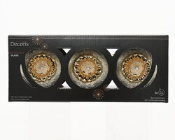 Decoris Kerstbal glas enamel with sparkle in middle - afbeelding 1
