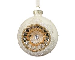 Decoris Kerstbal glas enamel with sparkle in middle - afbeelding 2
