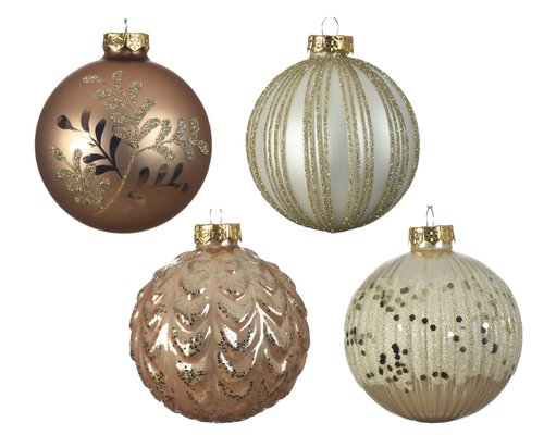 Kerstbal glas parel kleuren 4 assorti