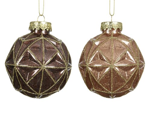 Decoris Kerstbal pet glitter inside, shiny glitter rim 2col ass