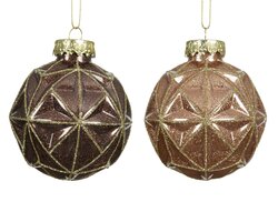 Decoris Kerstbal pet glitter inside, shiny glitter rim 2col ass