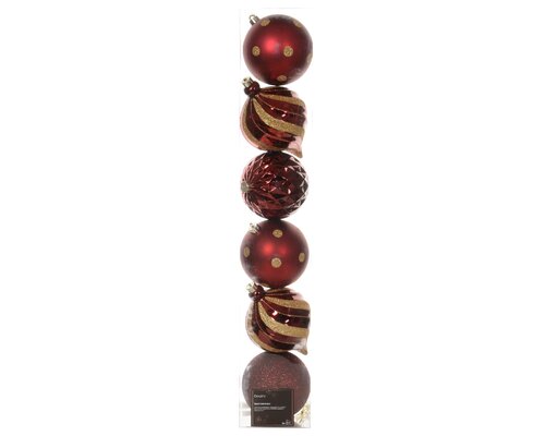 Kerstbal plc d15cm 6st ossenbloed
