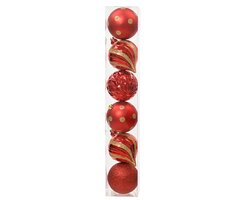 Kerstbal plc d15cm kerstrood 6st - afbeelding 1