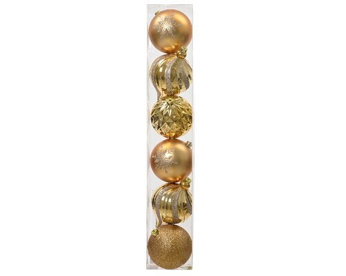 Kerstbal plc d15cm lichtgoud 6st - afbeelding 1