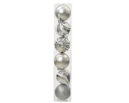 Kerstbal plc d15cm zilver 6st - afbeelding 1