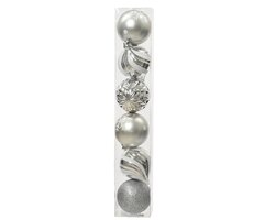 Kerstbal plc d15cm zilver 6st - afbeelding 1