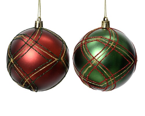 Decoris Kerstbal op draad kunststof 2kl.ass