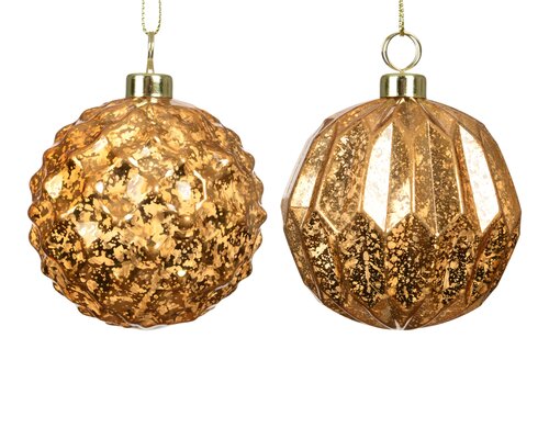 Decoris Kerstballen polystyreen antique finish 2ass - afbeelding 1