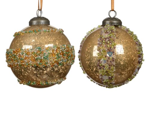 Decoris Kerstballen polystyreen antique finish 2ass