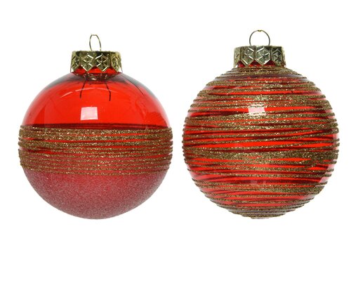 Decoris Kerstbal kunststof transparant glitter 2ass