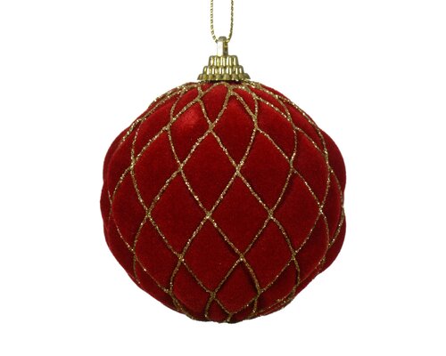 Kerstbal plc d8cm kerstrood/goud