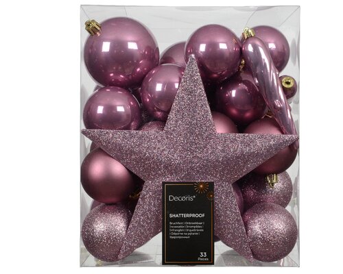 Kerstbal plc d8cm pnk 33st - afbeelding 1