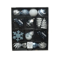 Decoris Mix box kunststof matt - shiny - glitter glitter mix blauw/kleur(en) H.8cm