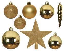 Kerstbal plc mix+piek 33st l.goud - afbeelding 2