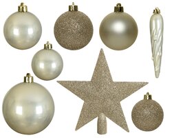 Kerstbal plc mix+piek 33st parel - afbeelding 2