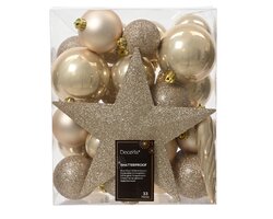 Kerstbal plc mix+piek 33st parel - afbeelding 1
