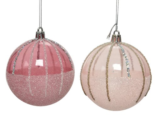 Kerstbal roze 2 assorti