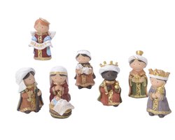 Decoris Kerstgroep polyresin maria, joseph, jesus, 3 king, shepherd, angel 8ass - afbeelding 1