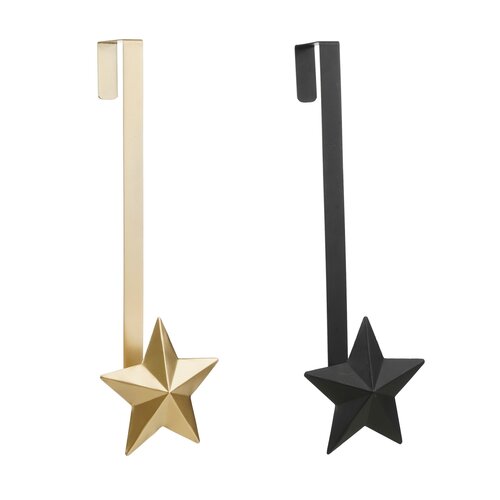 House of Seasons Krans houder zwart goud 2 assorti - l18xb10xh52cm
