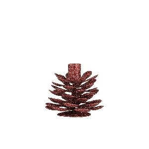 PTMD Krea Red iron dining candleholder with glitter S