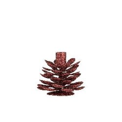 PTMD Krea Red iron dining candleholder with glitter S