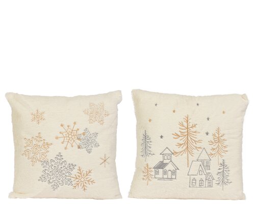Decoris Kussen eg polyester gold - silver embroidery 2ass