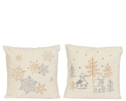 Decoris Kussen eg polyester gold - silver embroidery 2ass