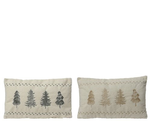 Decoris Kussen polyester rectangle embroidery tree pattern 2col ass