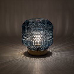 Anna's Collection Glazen lamp mat blauw 16X17CM