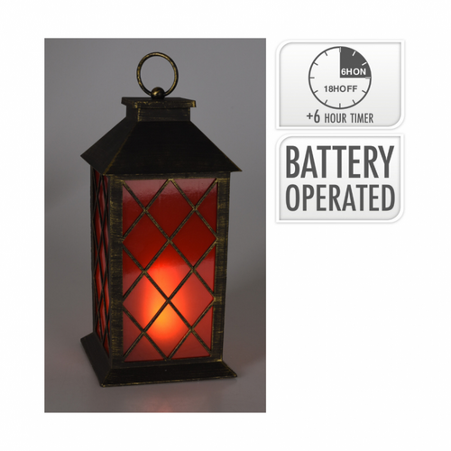 Lantaarn 28Cm Zwart B/O Led
