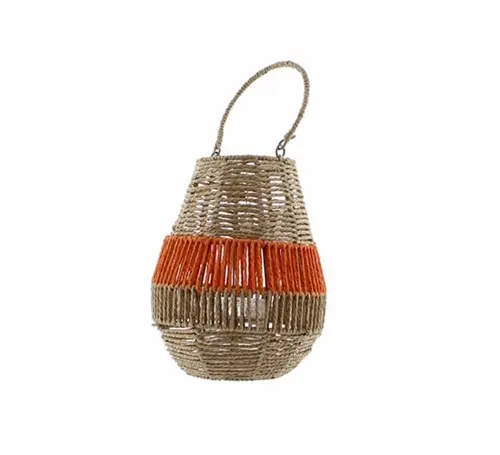 Lantaarn zeegras d14h31cm oranje