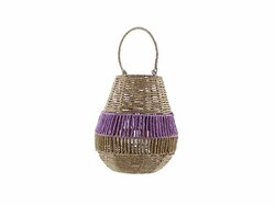 Lantaarn zeegras d14h31cm paars